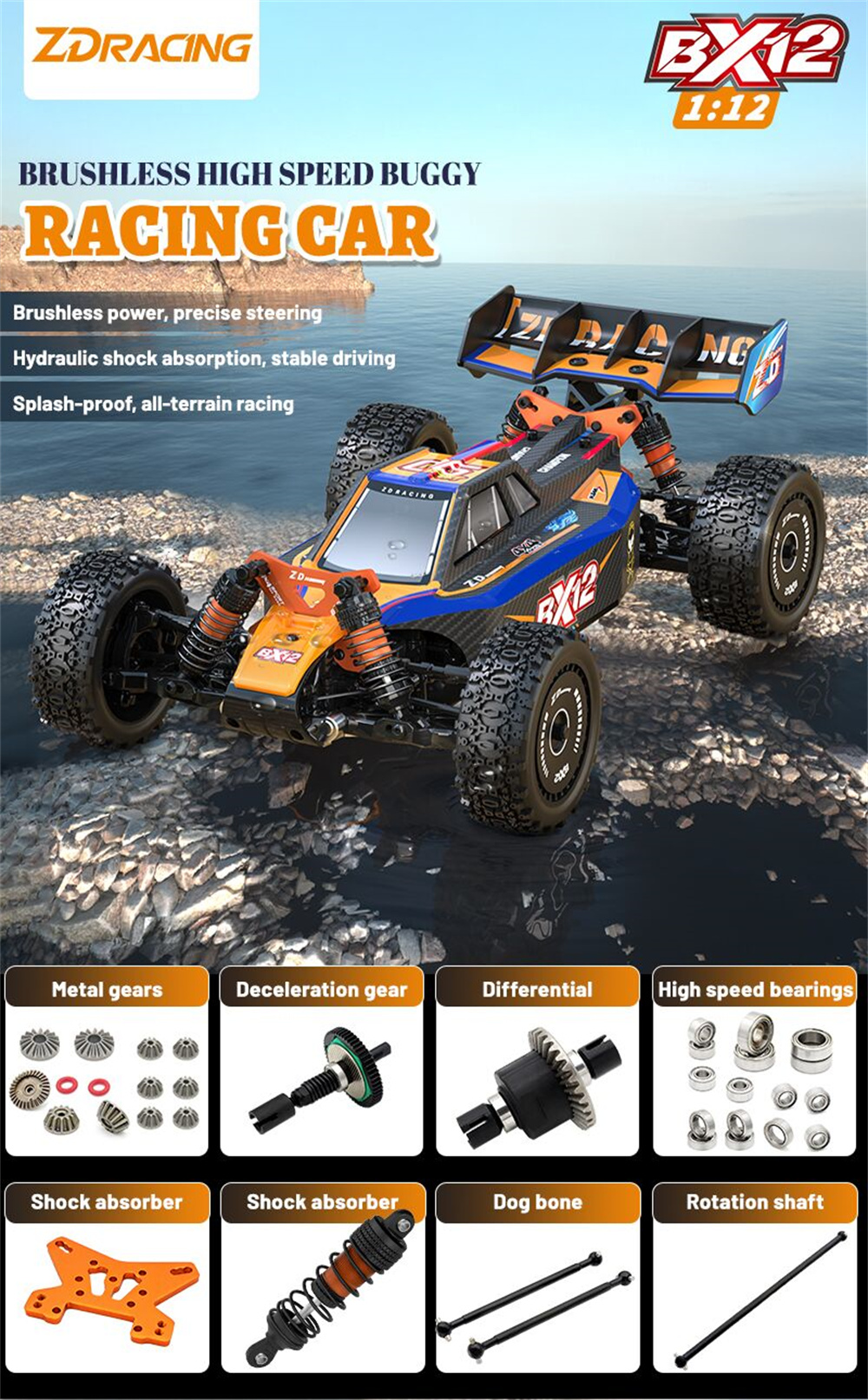 ZD Racing BX12 RTR 1/12 2.4G 4WD 70km/h 3S Brushless RC Buggy