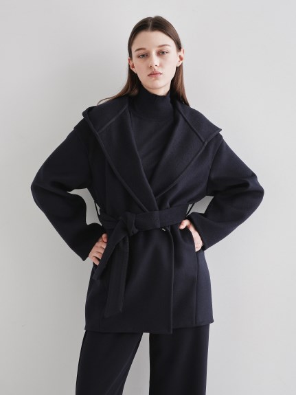 ウールダブルフェイス フードショートコート（アウター）｜CYCLAS