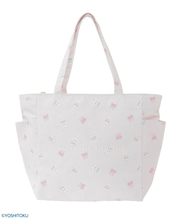 クリーミーねこ/うさぎサイドポケットトート/Maison de FLEUR（メゾン