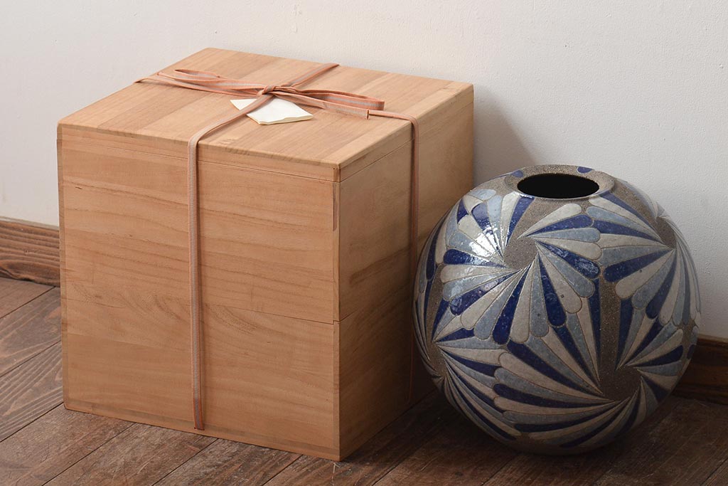 公式】アンティーク家具ラフジュ工房商品詳細ページ矢内斎 彩色壷 共箱