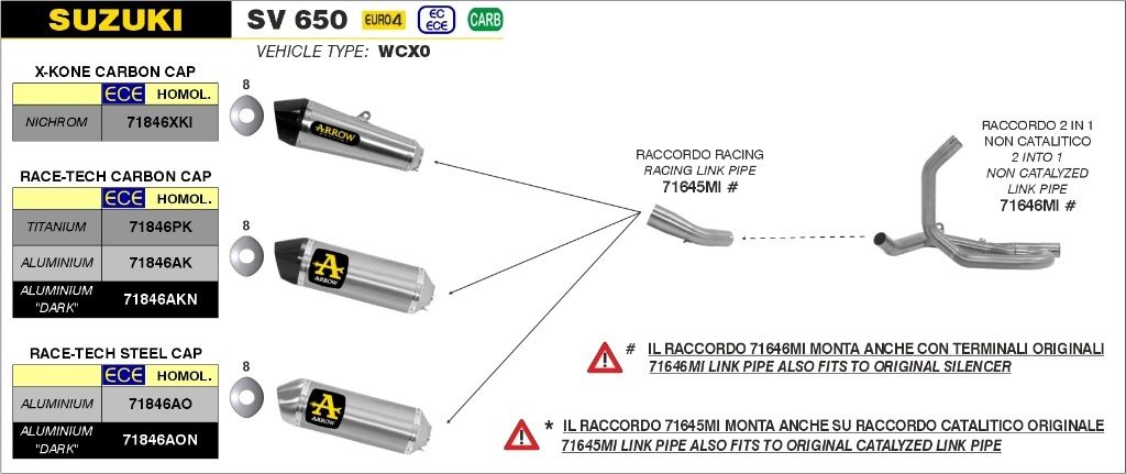Webike | ARROW アロー X-KONE スリップオンマフラー SV 650(71846XKI