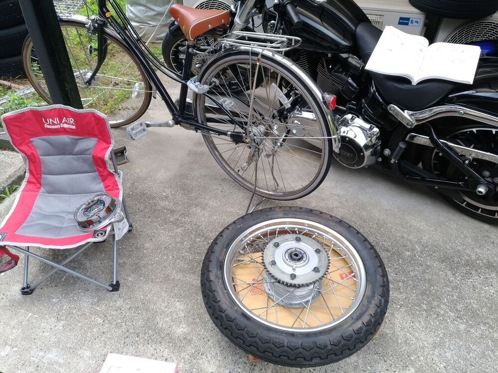 YAMAHA SR400「SR400 リヤハブにXT500のOリング組み込み（取付け