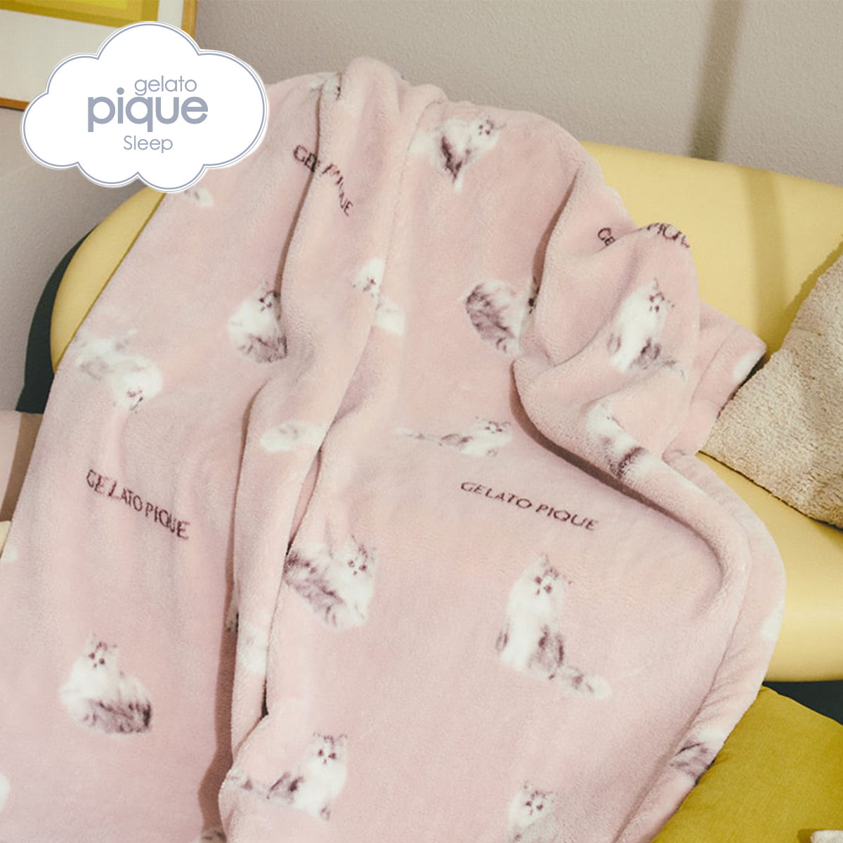 ジェラートピケ スリープ CAT柄 プリント毛布 ジェラピケ gelato pique