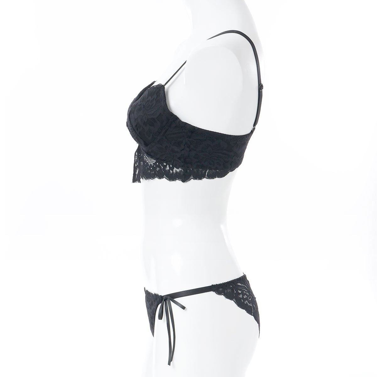 スパークス ビスチェ風モノトーンレースアップ ブラジャー ショーツ