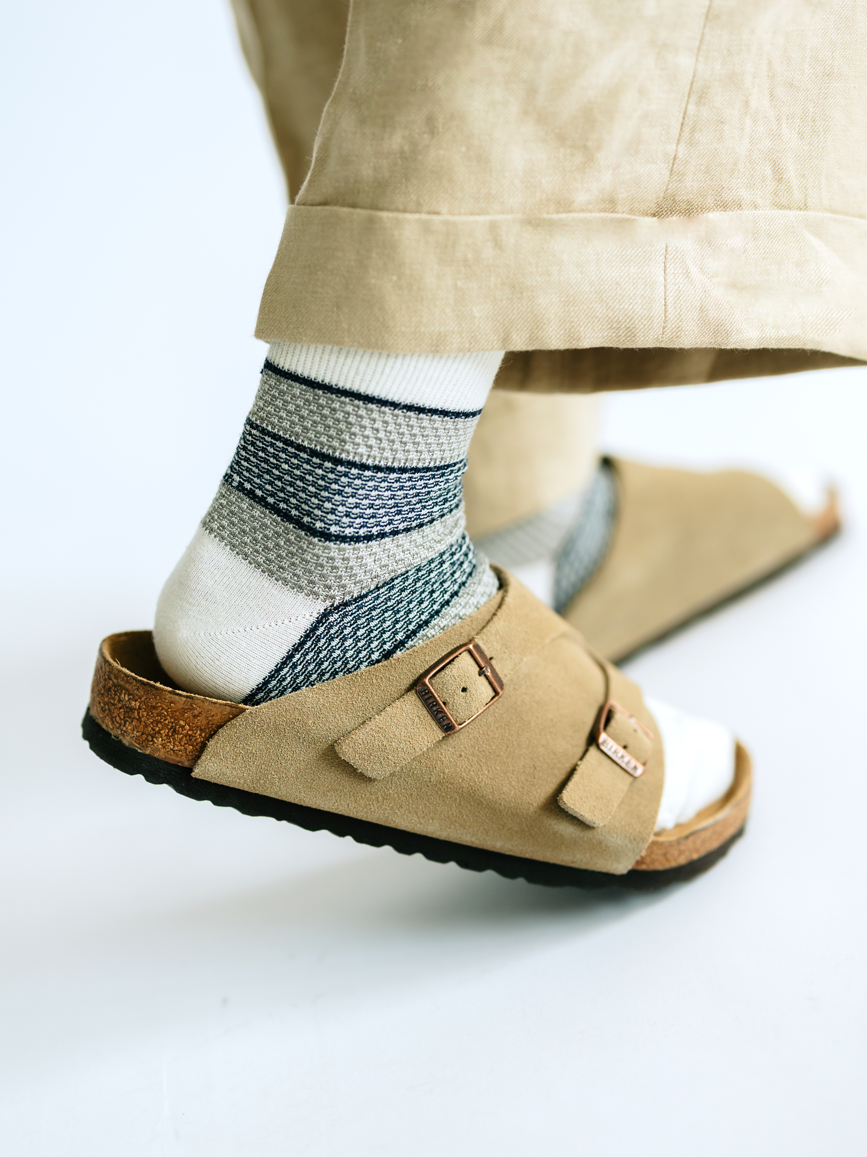 Tabio MEN】綿麻太ボーダーショートソックス ( 062131243 ) | 靴下屋