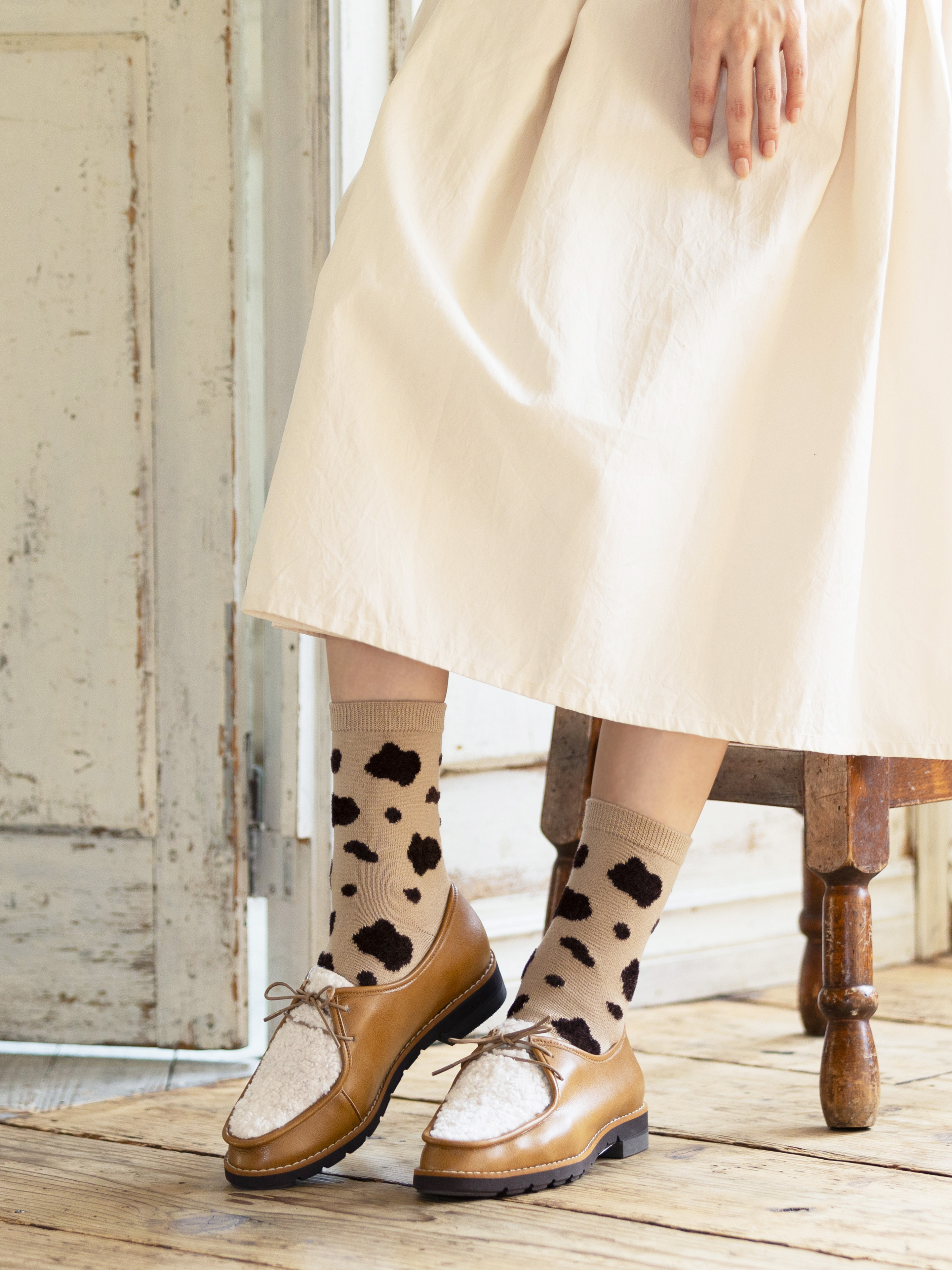 モール牛柄ショートソックス ( 011132309 ) | 靴下屋公式通販 Tabio