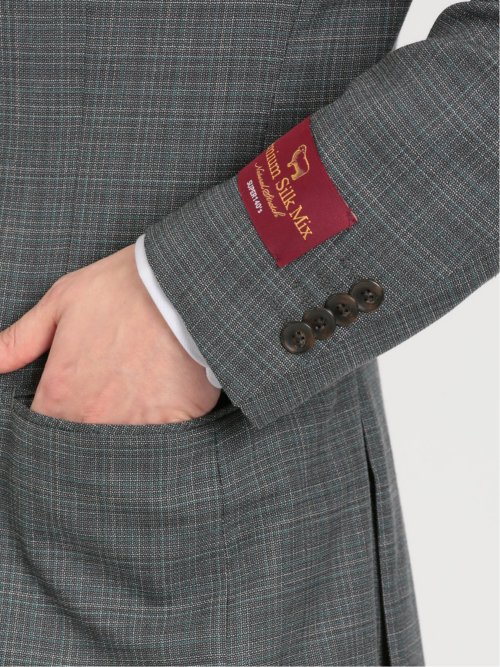 シルク混ウール レギュラーフィット 2ボタン3ピーススーツ 杢チェック