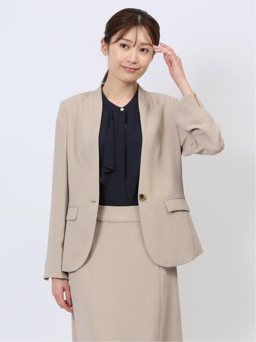 ダブルクロス カラーレスジャケット ベージュ(セットアップ可能)(S 33