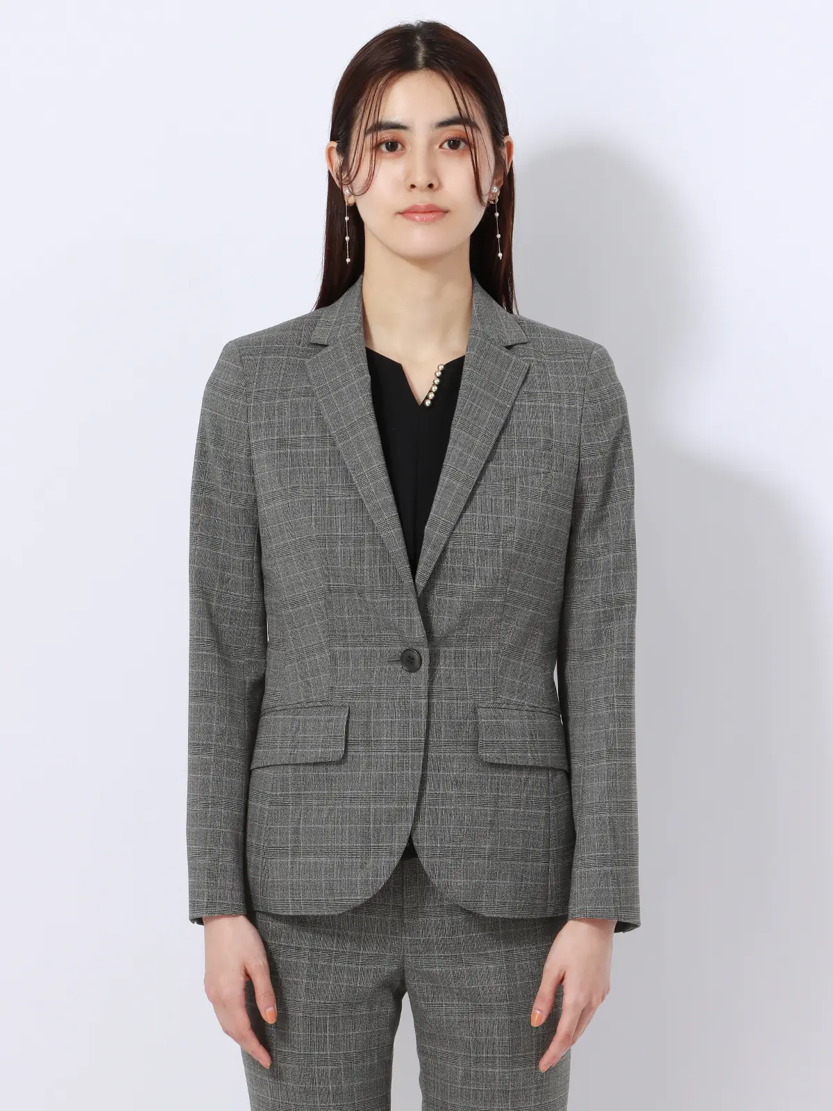 WEB限定／ジャケット／ウォッシャブル／ストレッチ／グレンチェック