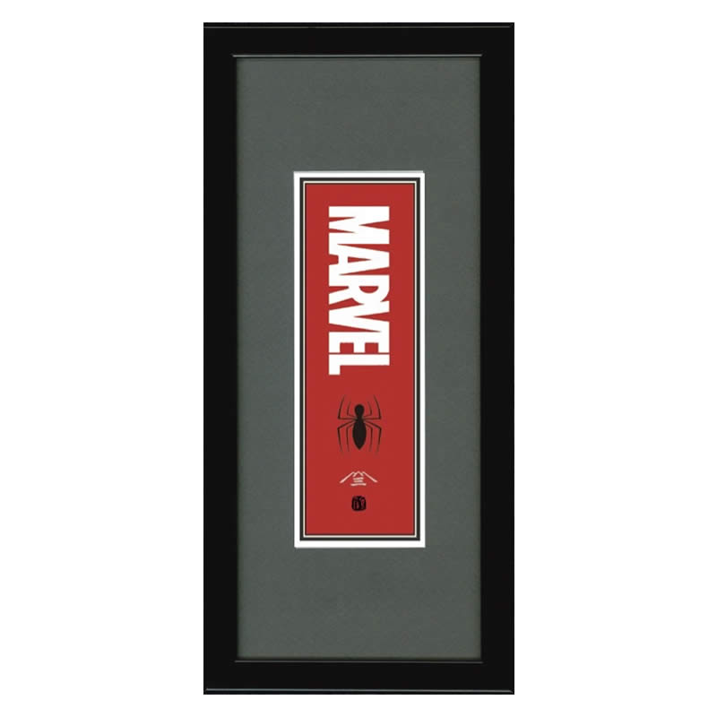 スパイダーマン 小型・ミニ浮世絵木版画「MARVELロゴ（専用額入