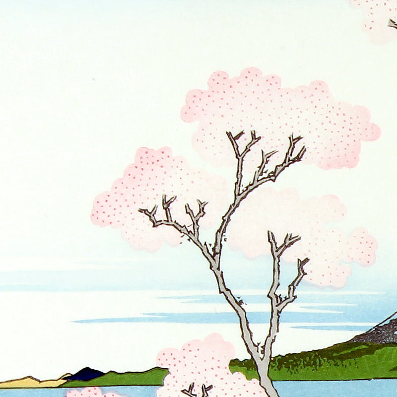 桜の浮世絵で有名「東海道品川御殿山ノ不二」葛飾北斎 富嶽三十六景