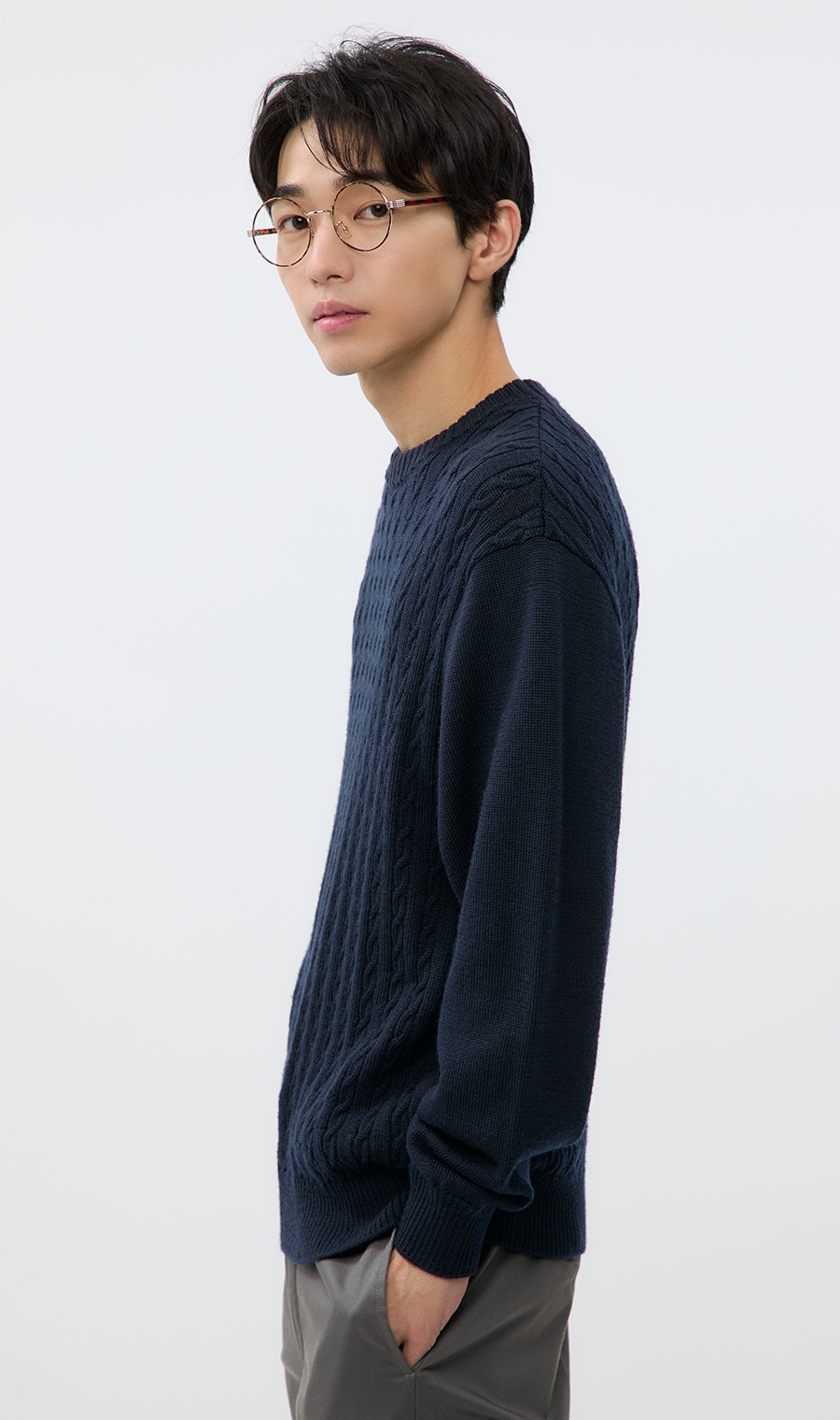 ケーブル柄クルーネックセーター《gim》《日本製》 (24527559-75