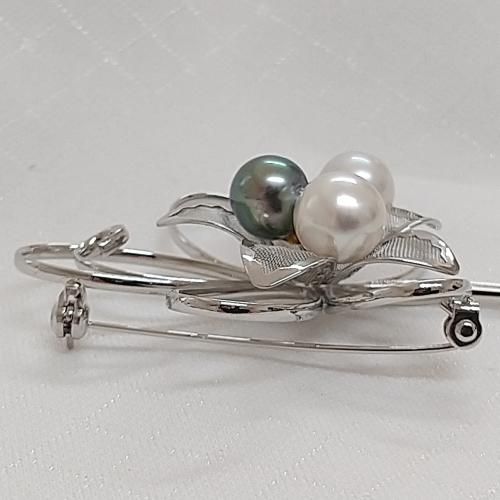 シルバー925 南洋真珠 タヒチ黒真珠 マルチ石付き ブローチ 【公式通販】