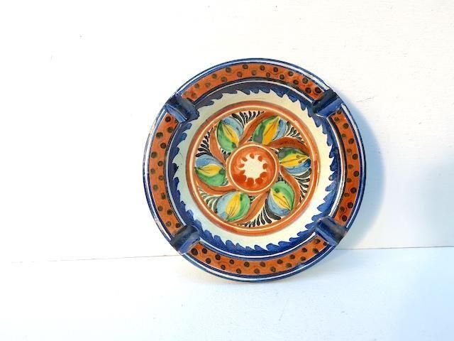 プエブラ タラベラ風 陶器 | 灰皿 プレート 17cm - メキシコ雑貨と
