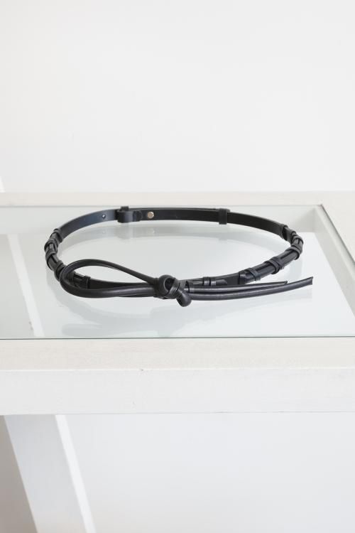 Mame Kurogouchi(マメ) Basket Detailed Leather Belt BLACK
