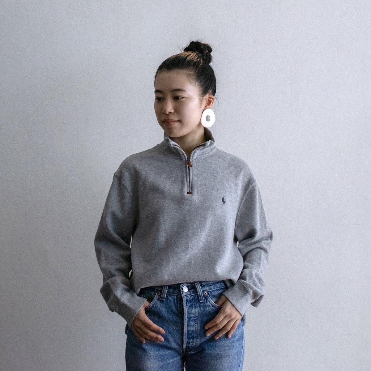 レディース] ラルフローレン ハーフジップ トップス スウェット グレー