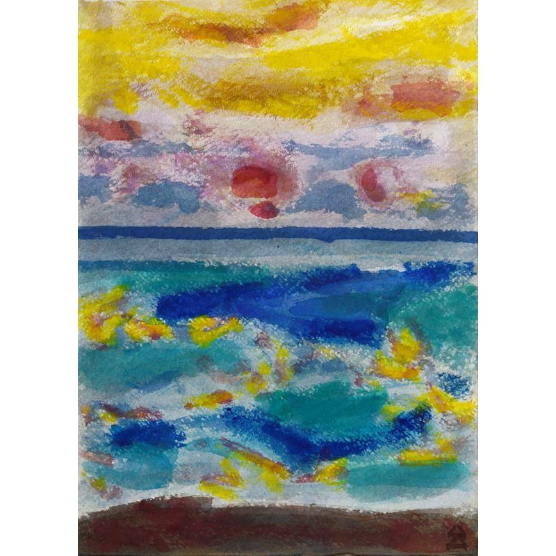 笹村 出 「石垣島の朝焼け」 水彩8号大（45.0×32.5cm） - 一枚の繪