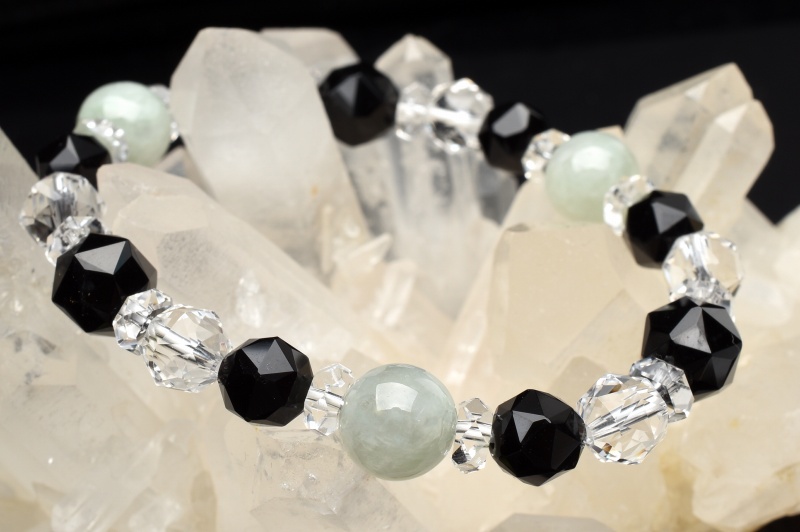 魔除けモリオン×成功の石翡翠のコラボ 当店オリジナルブレス_A1110