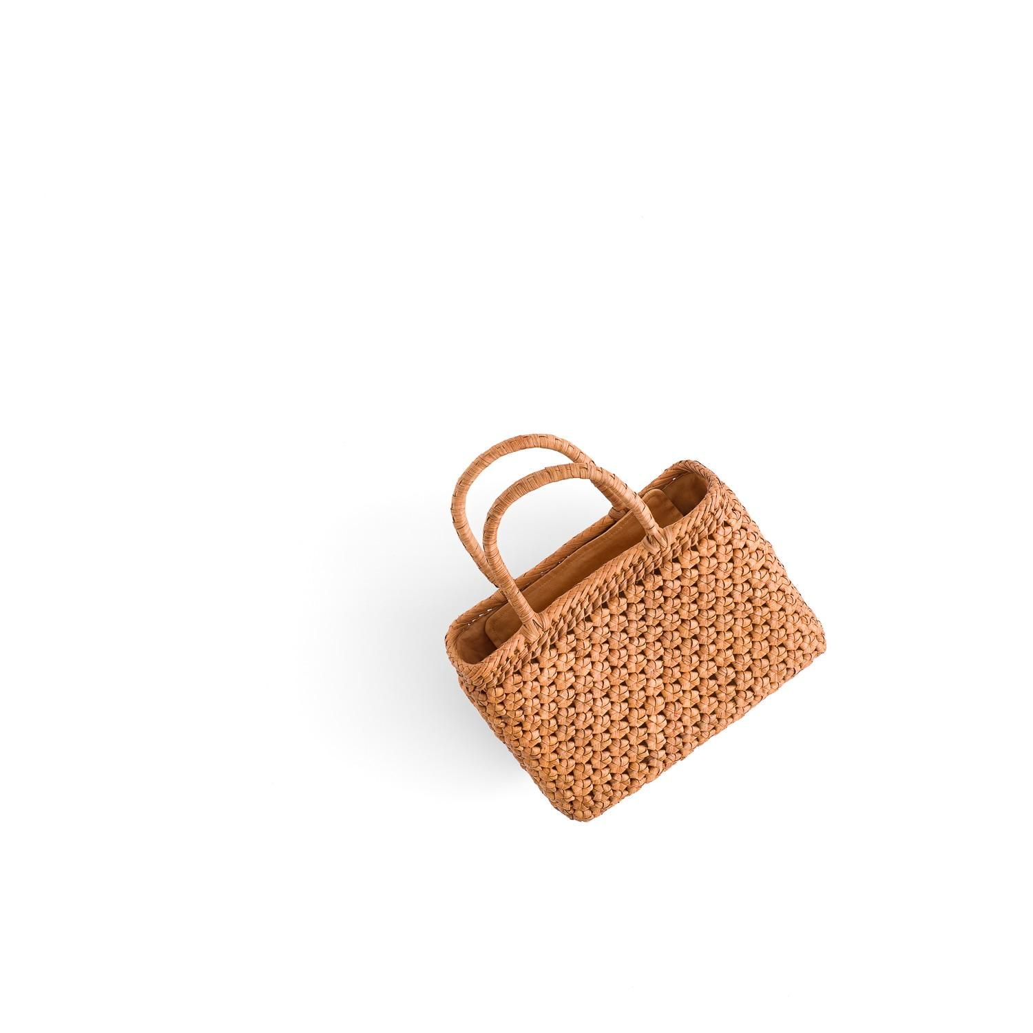 山葡萄籠バッグ 六角花編み かぶせ蓋 - からん::アンティーク着物