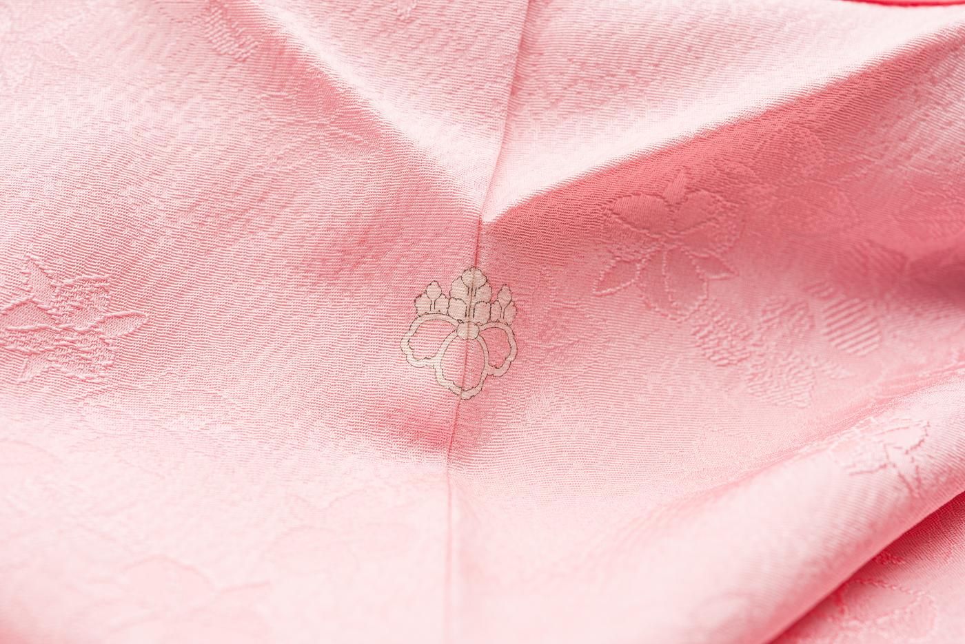 色無地 一つ紋 桜色 - からん::アンティーク着物・リサイクル着物の