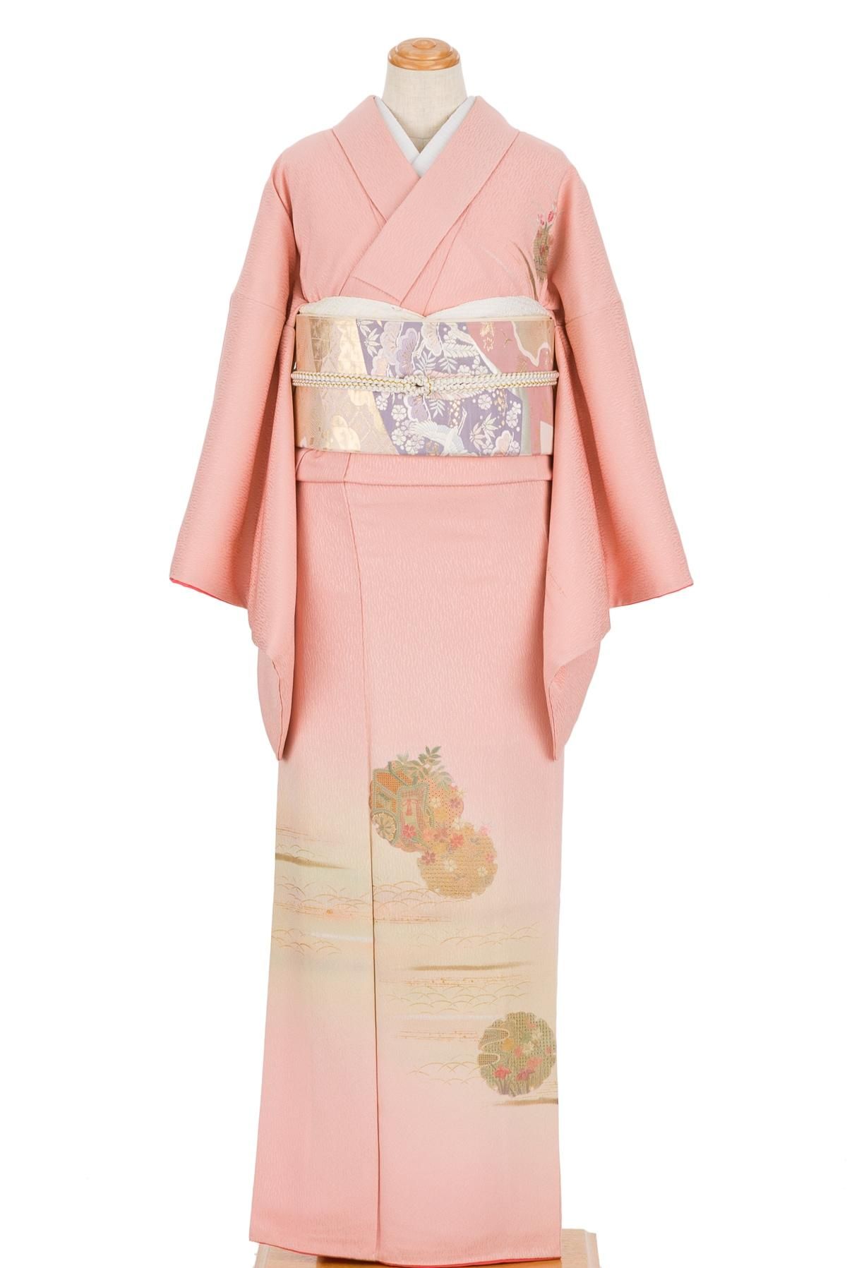 訪問着 汕頭刺繍 雪輪 - からん::アンティーク着物・リサイクル着物の