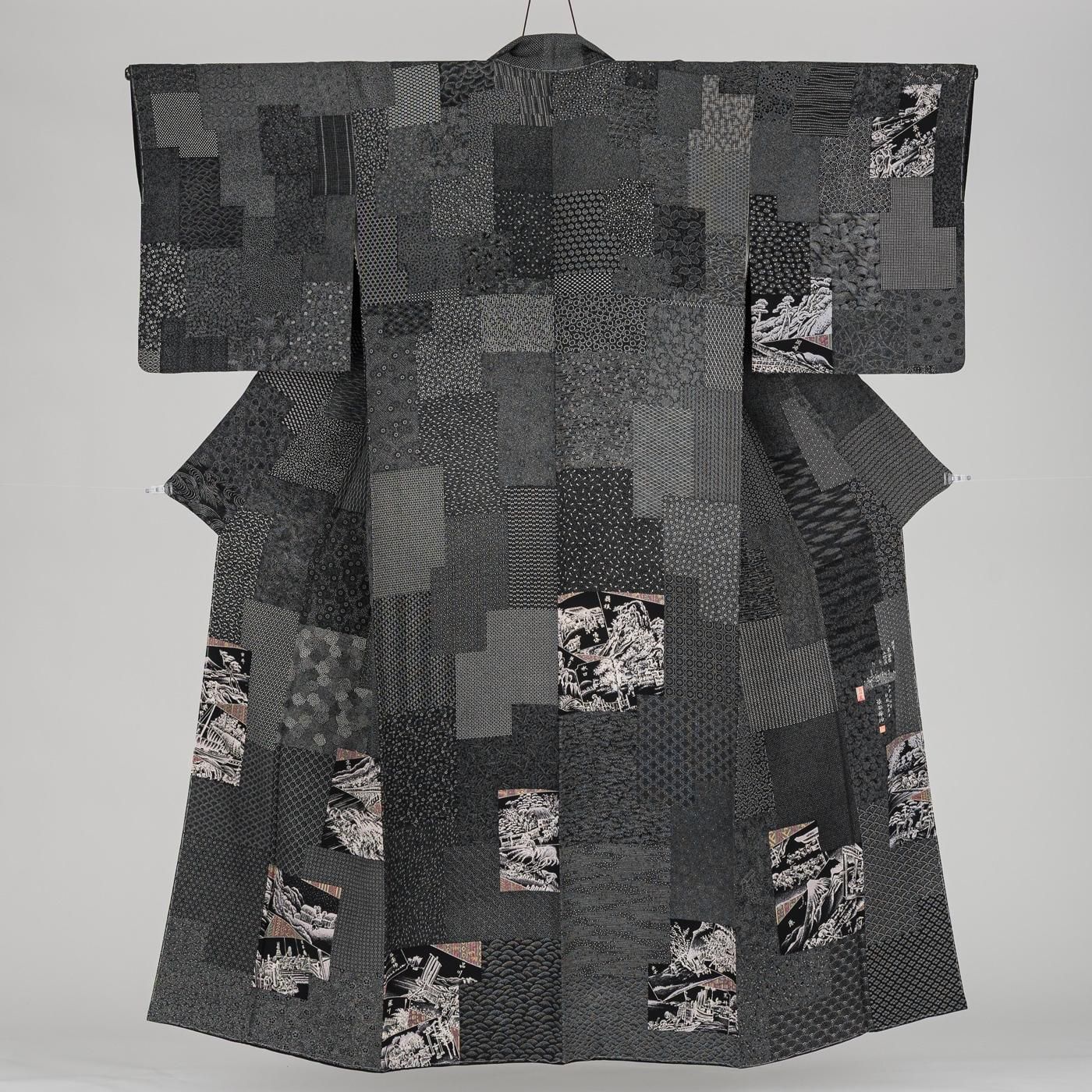 染谷梅治 訪問着 江戸小紋 東海道五十三次 - からん::アンティーク着物