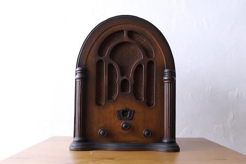 昭和レトロ“真空管ラジオ”/カセドラル型/スピーカーBluetooth/（茶散歩