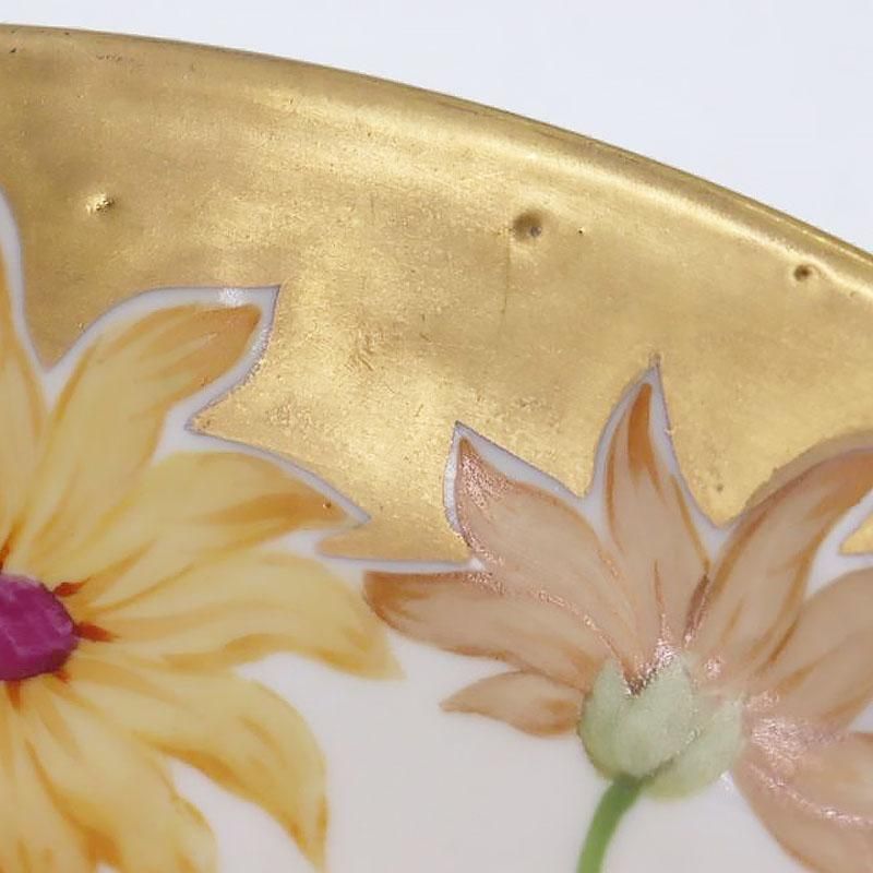 リモージュ手描きリムジュ飾り皿アンティーク金彩花柄プレート 直径22