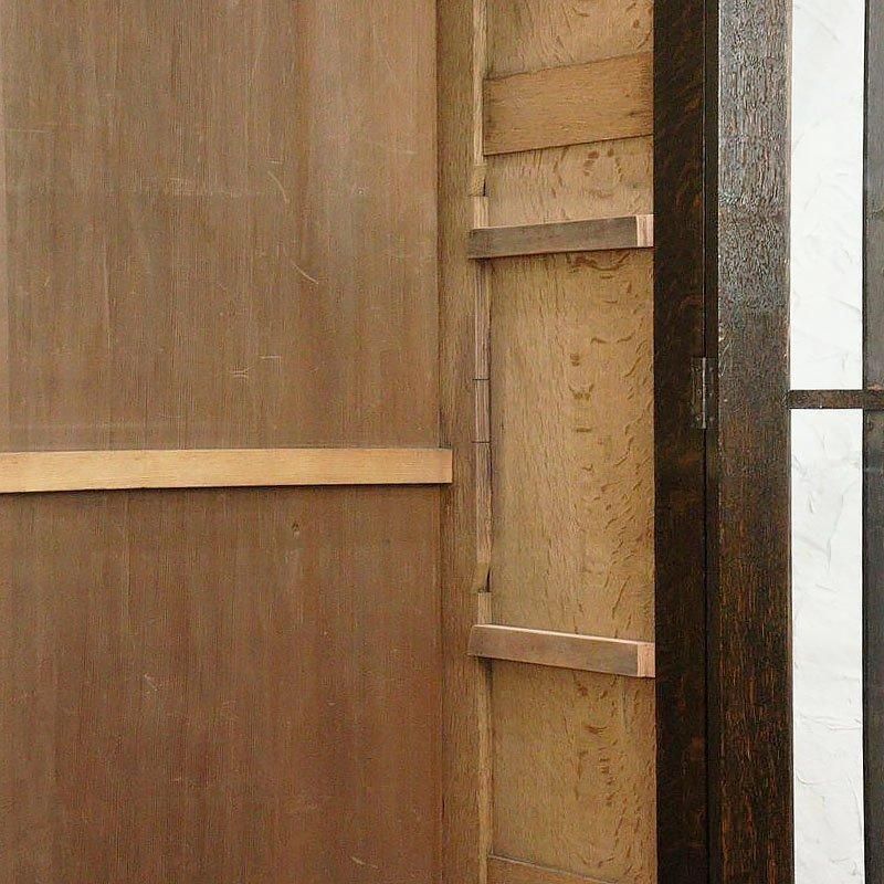 大正昭和期 希少な大型書棚 引出し付ナラ材収納