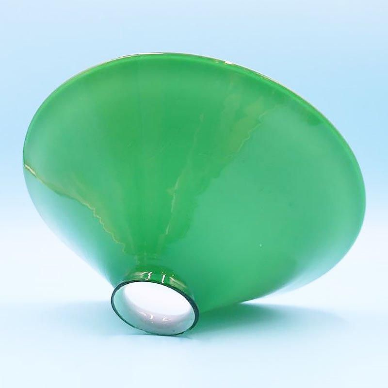 昭和レトロ 電笠 電傘 ランプシェード ガラス グリーン 緑 内乳白 照明