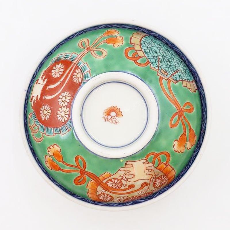 手描き色絵赤絵大蓋碗｜直径12.5 高さ8.5｜アンティーク和食器