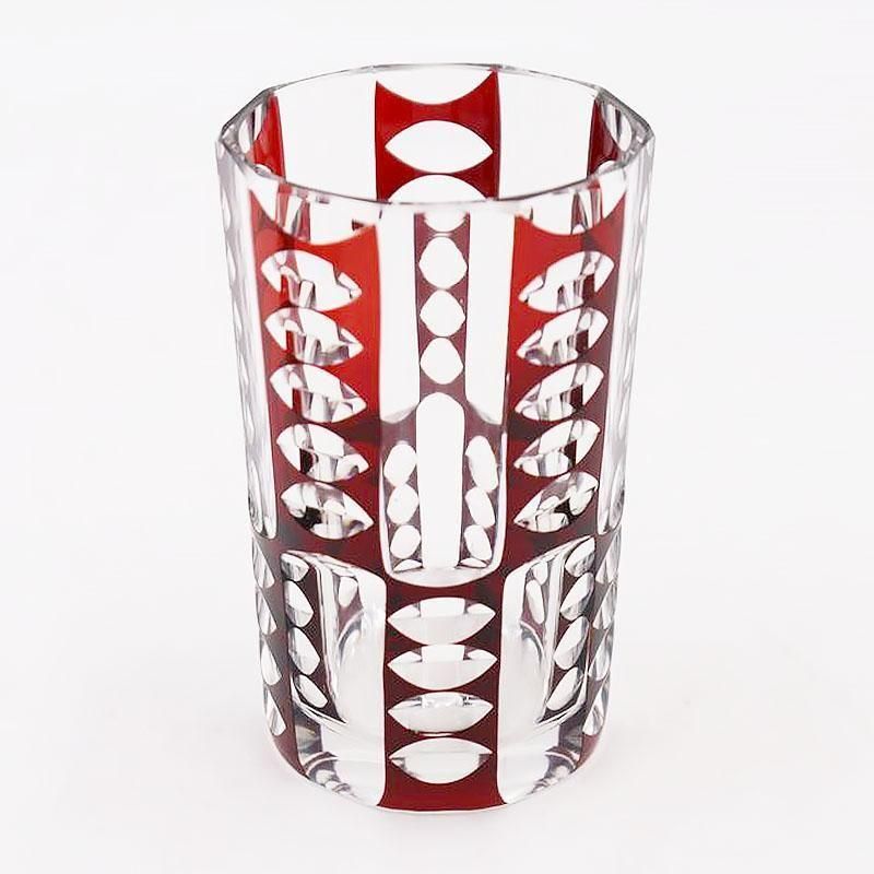 日本製 被せガラス 切子 大正時代 楕円 オーバル アンティーク