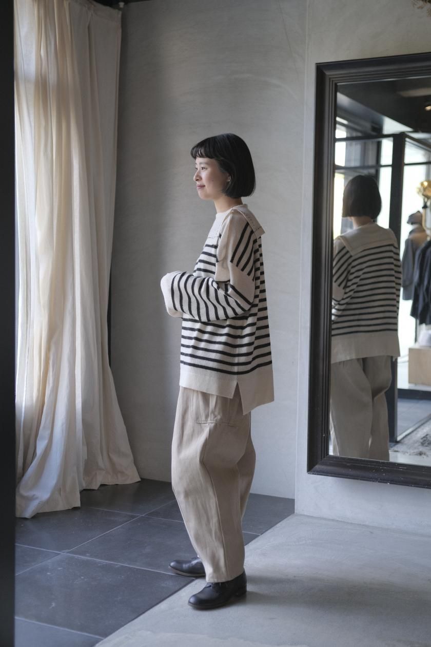 TOWAVASE バスク プルオーバー | Ivory × Blue - c a b i n e t