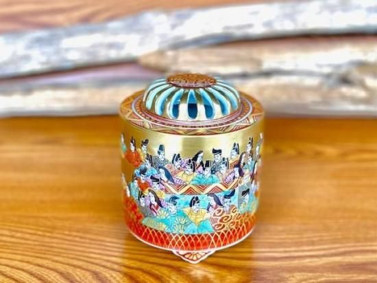 九谷焼 香炉 本金 百人一首 -百華園