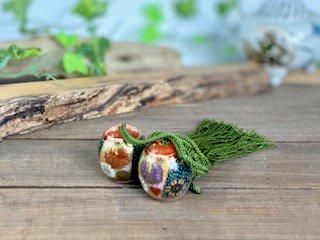 九谷焼 風鎮 掛け軸用 青粒+金花詰(傑作)-百華園