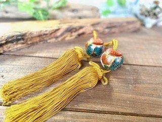 九谷焼 風鎮 掛け軸用 青粒+金花詰(傑作) 小玉-百華園