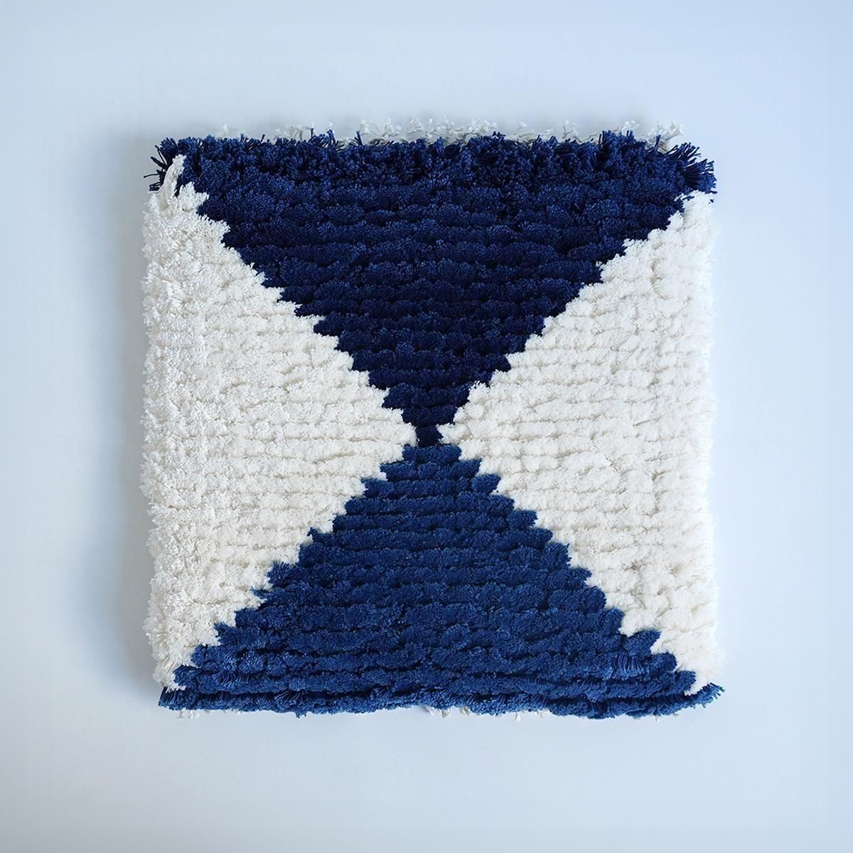 2025倉敷ノッティング・コットン 小 A (ホワイト×ブルー）