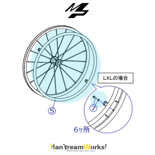 MP製チタンハンドリム | SPINERGY用 - 車椅子（車いす）部品（パーツ