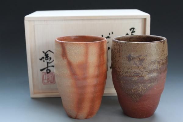 備前焼】 小西陶古 | 胡麻、緋襷ペアフリーカップ - 備前焼/和食器