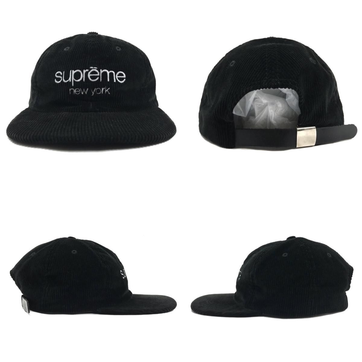 15SS SUPREME Corduroy Classic Logo 6-Panel Cap (BLACK