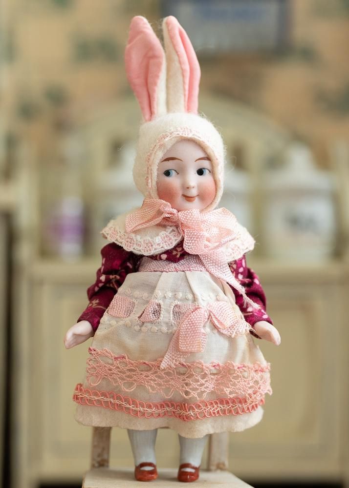 とってもおチビちゃん ウサギ ビスクドール ドイツアンティーク 新作