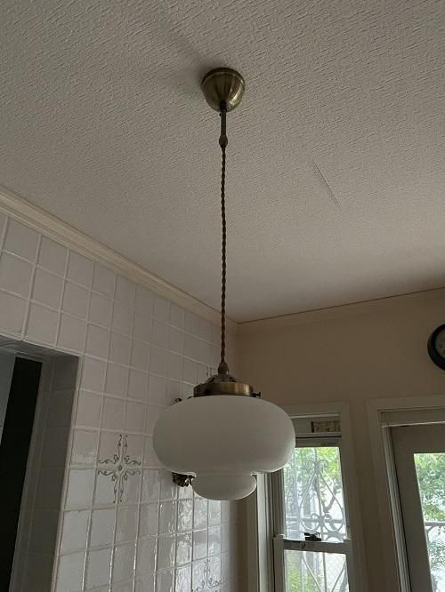 アンティーク 昭和レトロ ガラスシェード ペンダントランプ