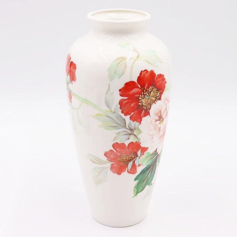 昭和のエレガントな赤花柄オールドノリタケ花瓶