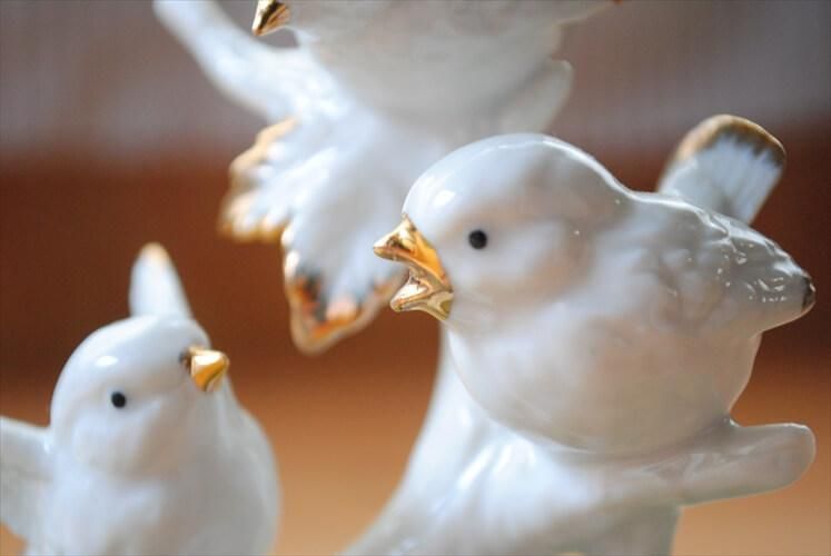 ドイツ 白磁器 小鳥 オブジェ 陶磁器 ヴィンテージディスプレイ