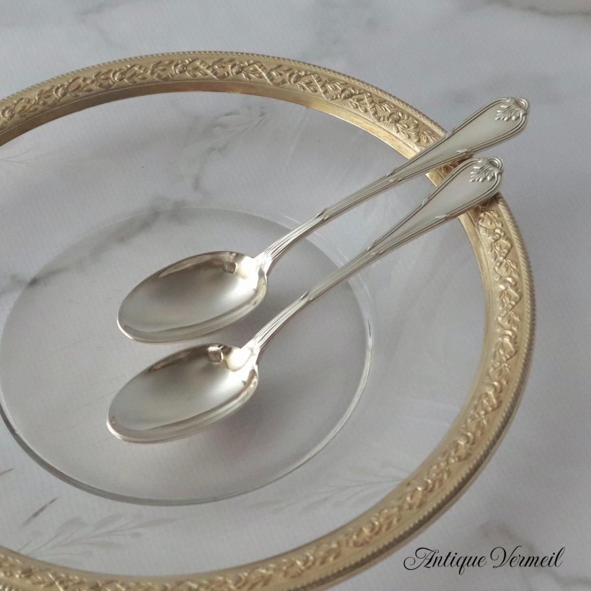 フランス製アンティーク銀スプーン ルイ16世スタイル2本セット