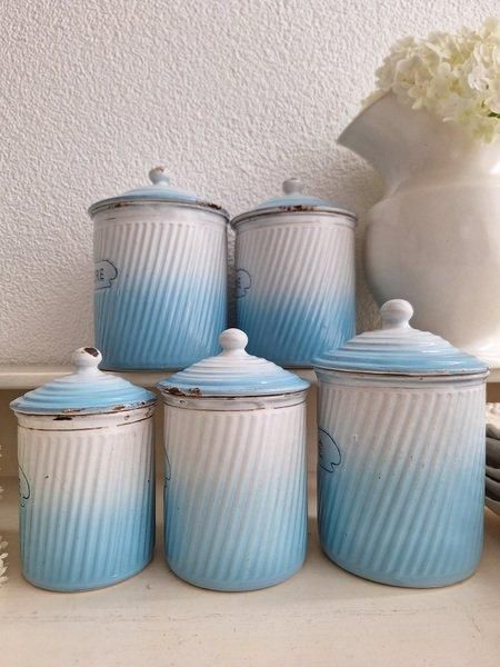 BFブルーグラデーションホーローキャニスター - アンティークモール