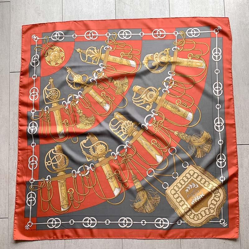 オレンジエルメススカーフ Cliquetis シルクスカーフ