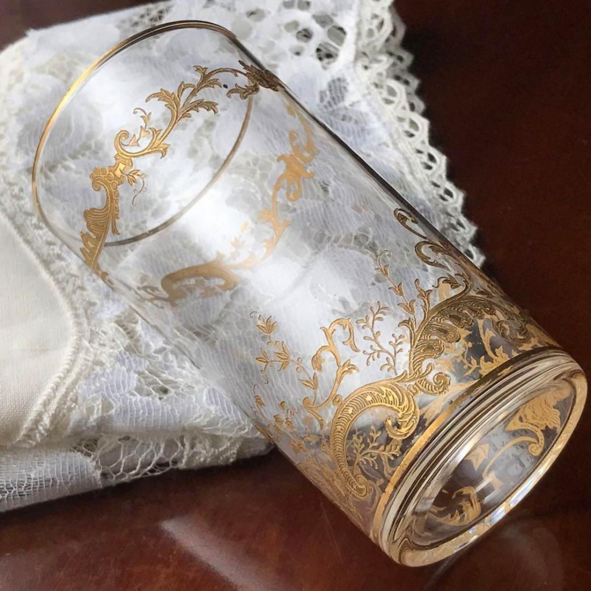 アンティーク1936年前 サンルイミカド金彩タンブラー優雅な薔薇装飾