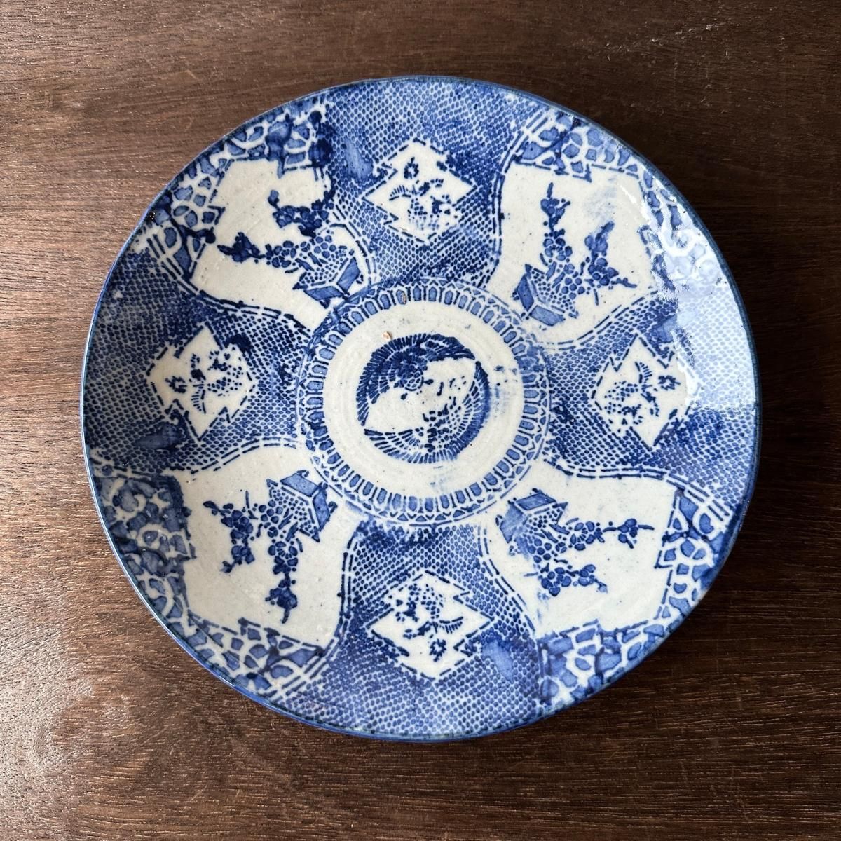 明治時代頃の柔らかなブルー大皿