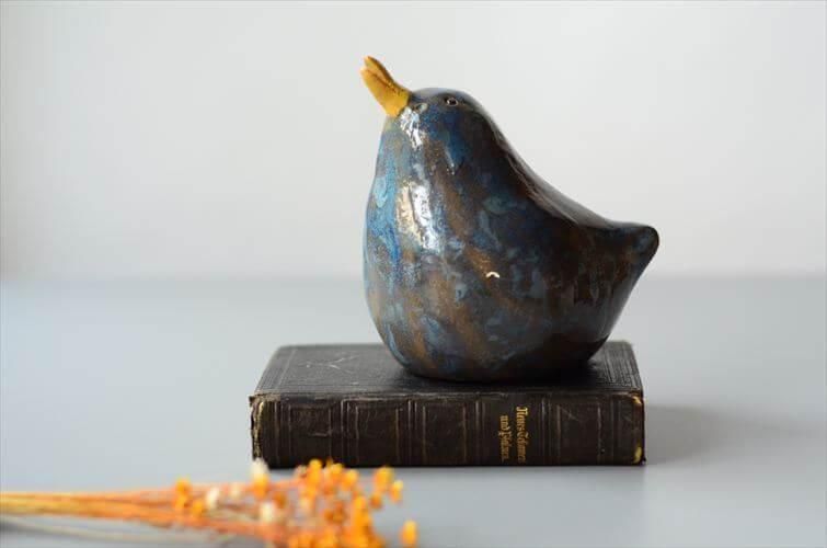 デンマーク製 陶器の青い鳥 フィギュア